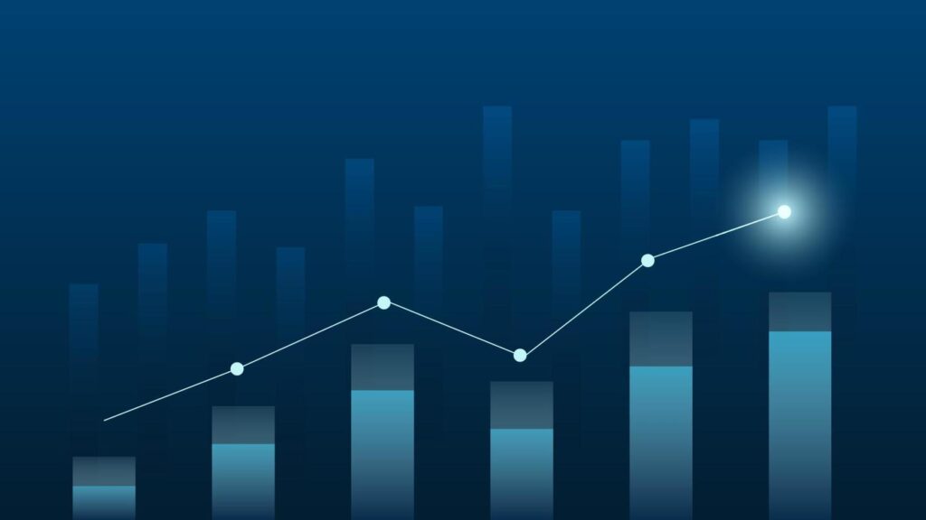 bar chart show business performance and finance effectiveness on dark blue background vector